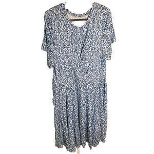 Torrid Light‎ Blue White Floral Dress Short Sleeve Faux Wrap Dress Womens 2